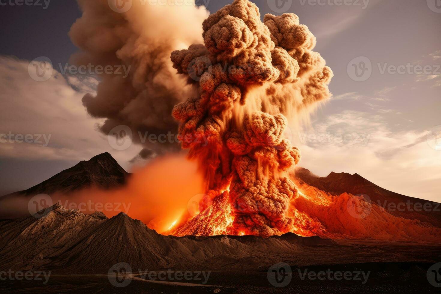 nature disaster volcanic eruption AI Generated photo