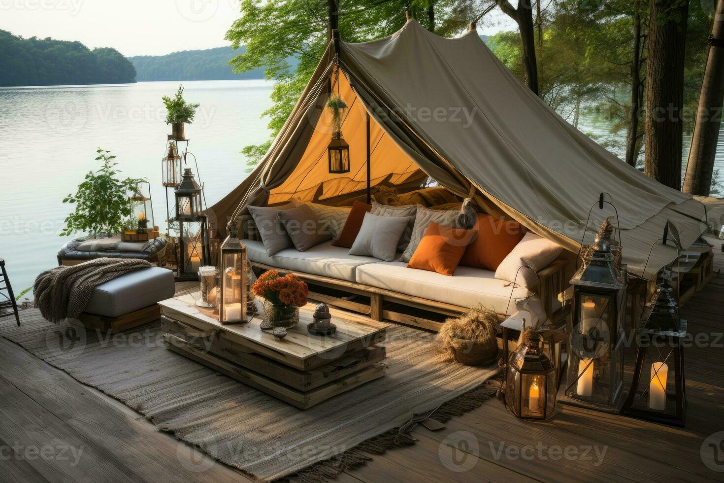 luxury retail camping tent mind training glamping professional advertising photography AI Generated photo
