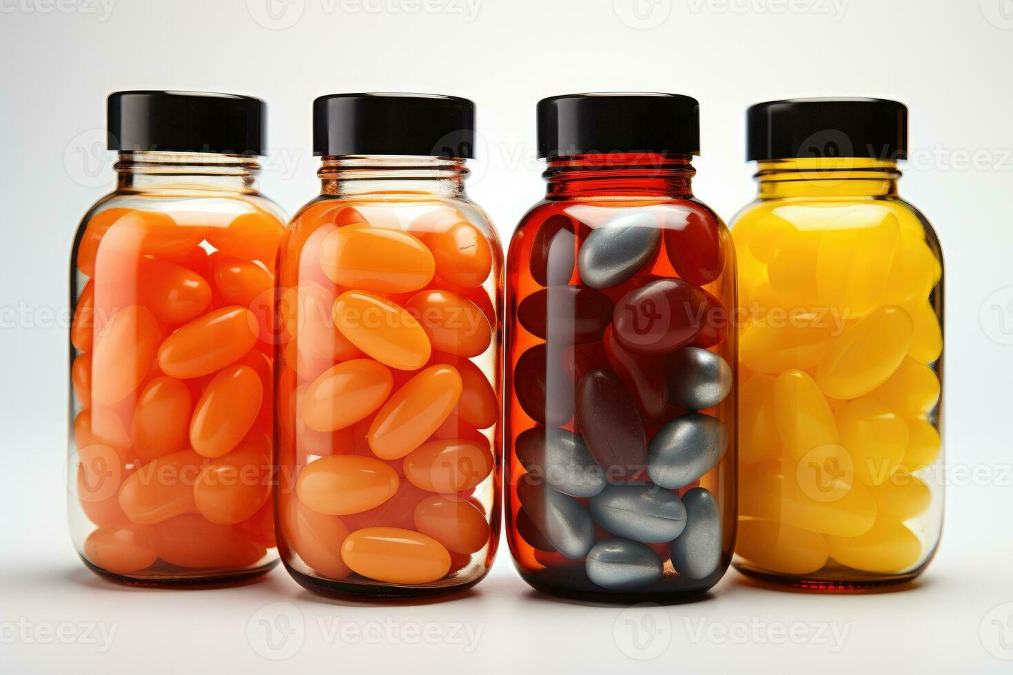 cápsula botellas medicina drogas colección profesional publicidad fotografía ai generativo foto