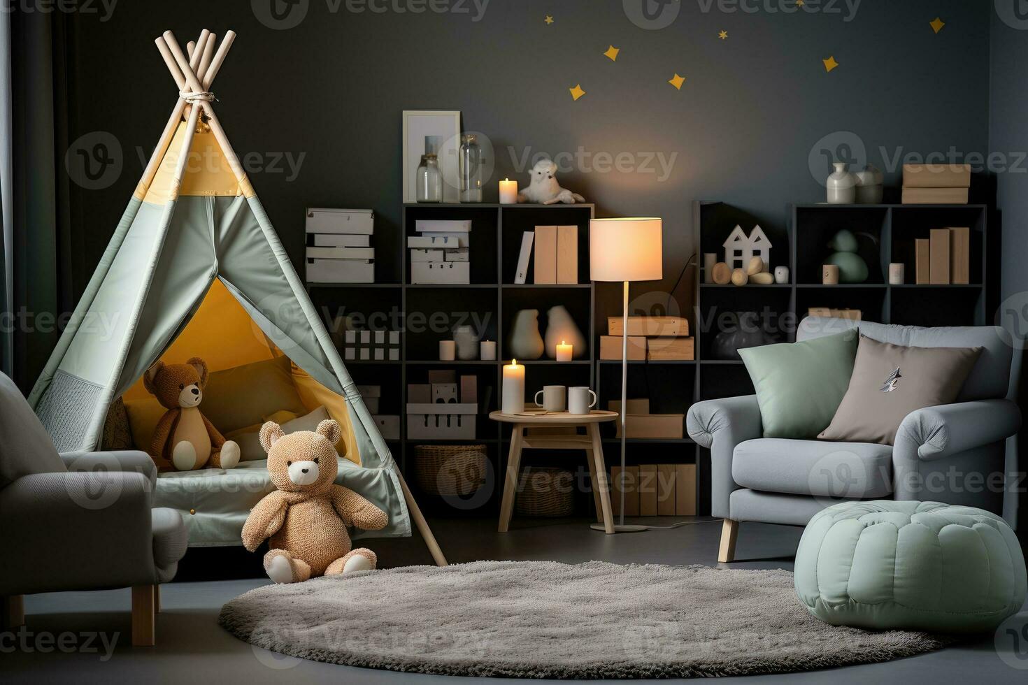 nursery room in kids room at home day view professional advertising photography AI Generative photo