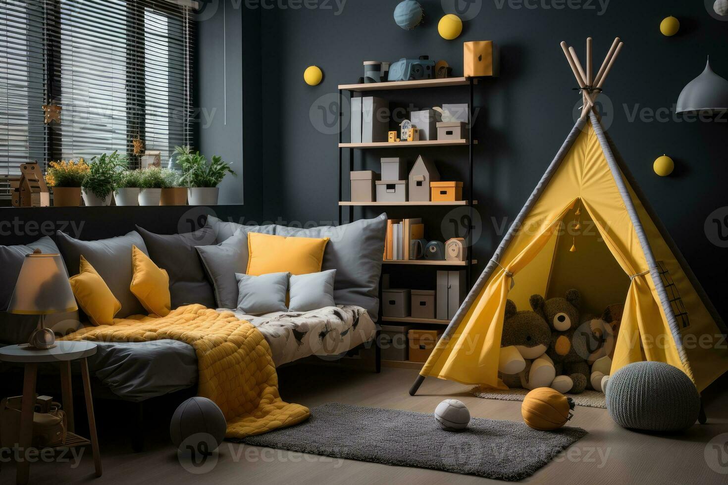 nursery room in kids room at home day view professional advertising photography AI Generative photo