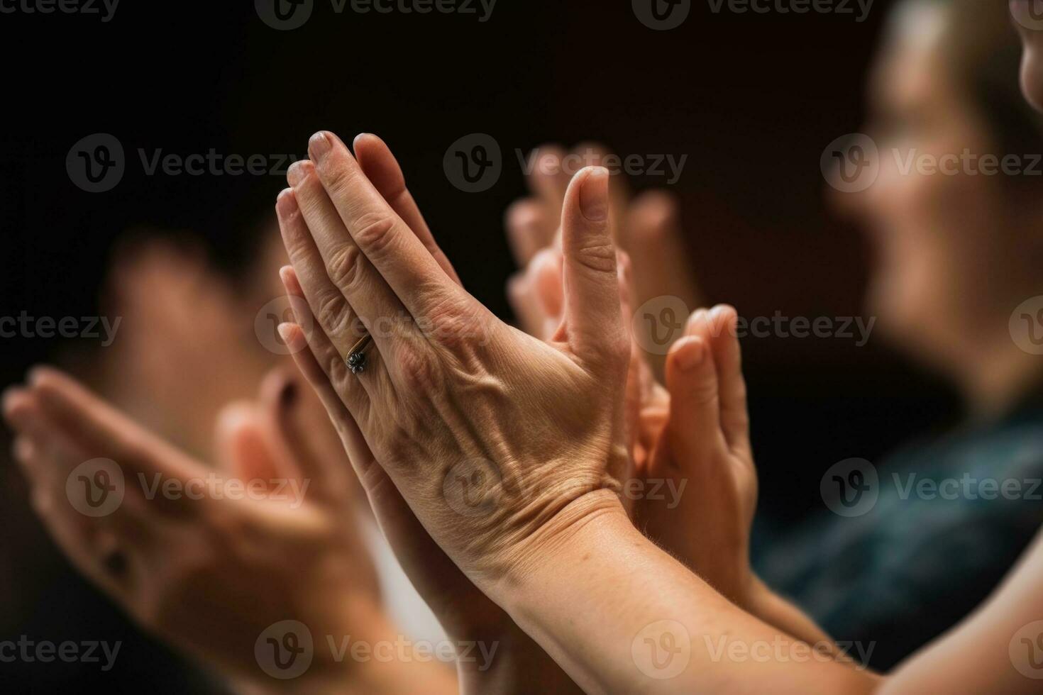 People listening and clapping at conference and presentation. AI Generated photo