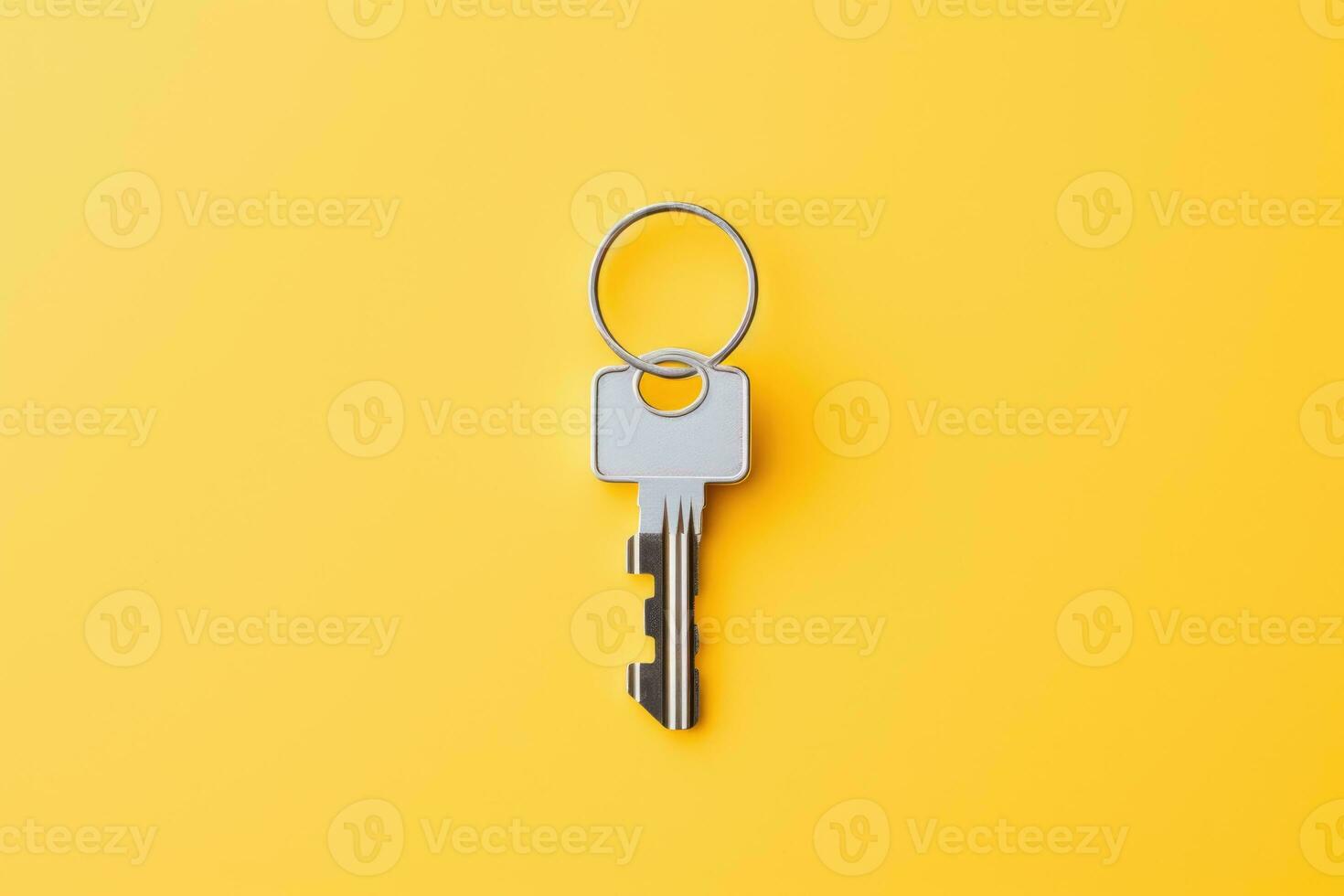 a key, isolated on yellow background. AI Generated photo