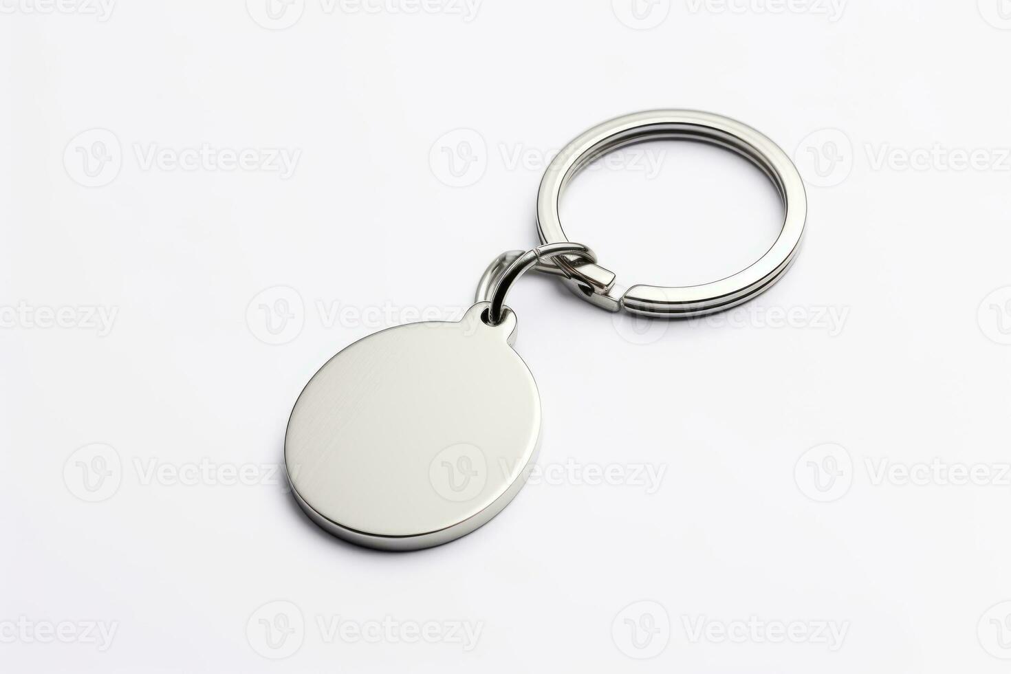 Blank Metal Round Black And White Key Chain Mock Up Stock Photo