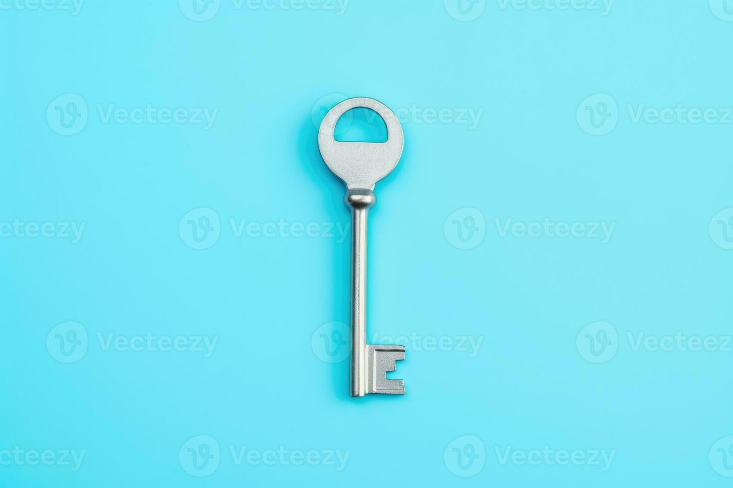 a key, isolated on blue background. AI Generated photo