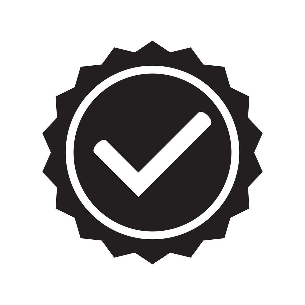 Yes round stamp icon. Seal with check mark icon. Symbol of approval. Approved icon. vector