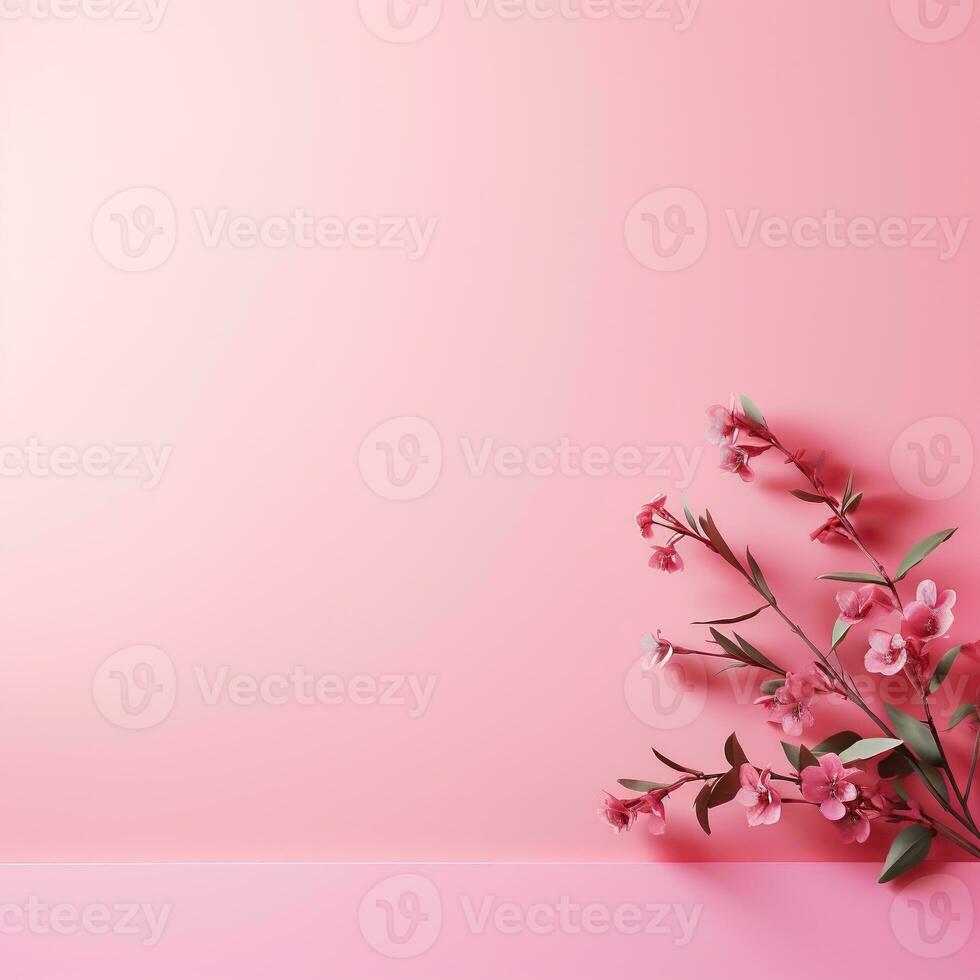 Simple pink background, empty space for text and design photo