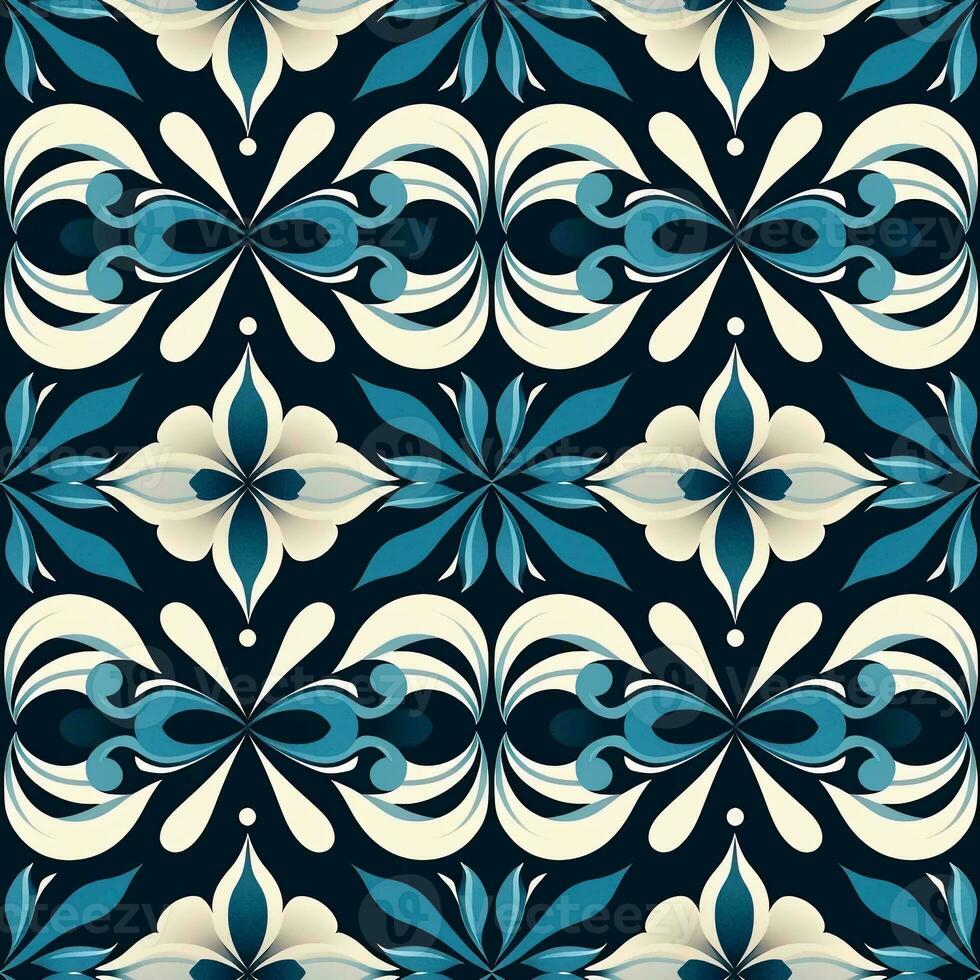 Art deco floral seamless geometric pattern, arabesque, azulejo