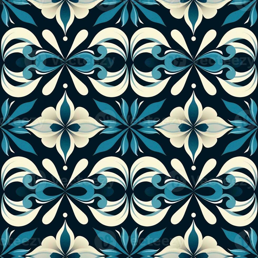 Art deco floral seamless geometric pattern, arabesque, azulejo. Print for printing on fabric, wrapping paper, scrapbooking photo