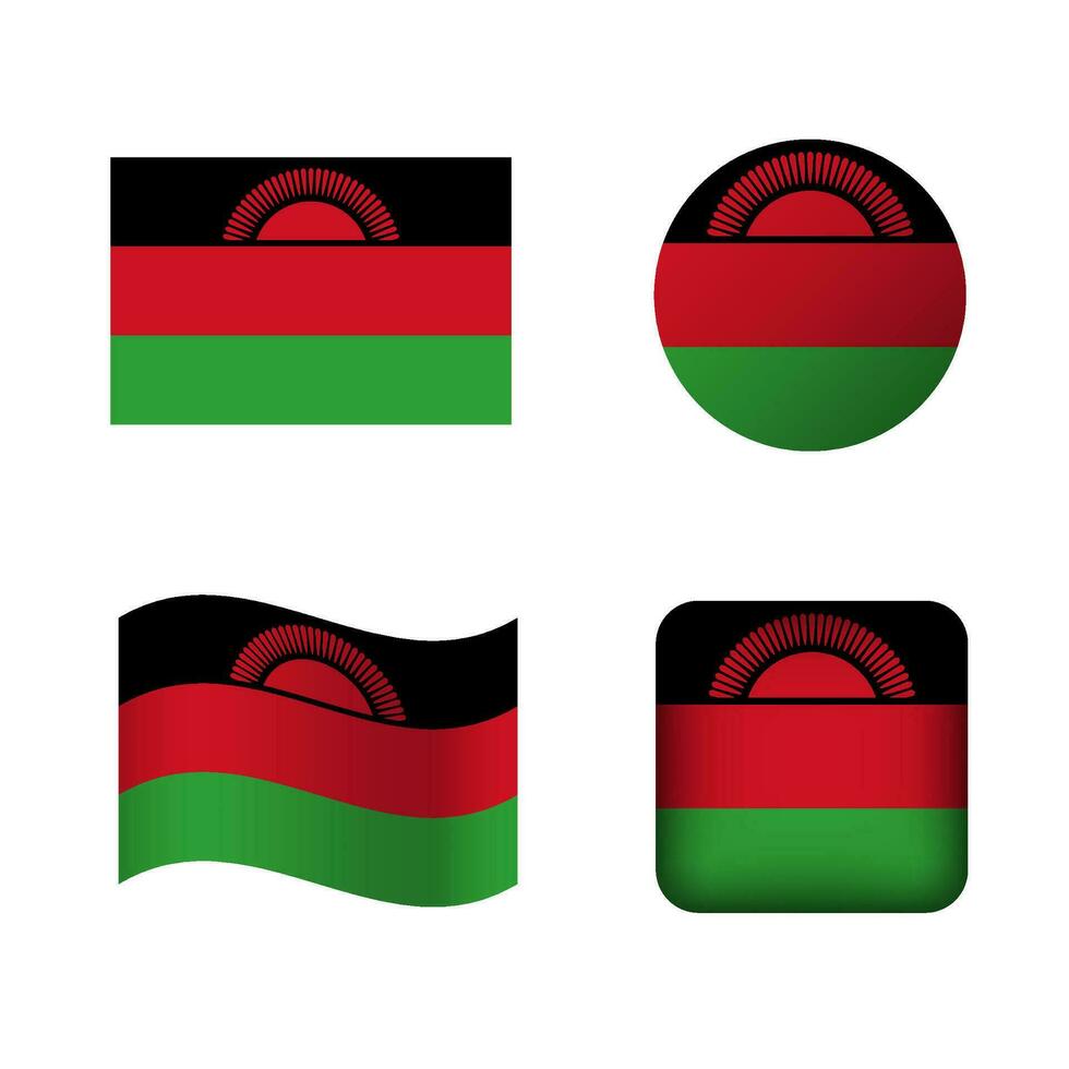 Vector Malawi National Flag Icons Set