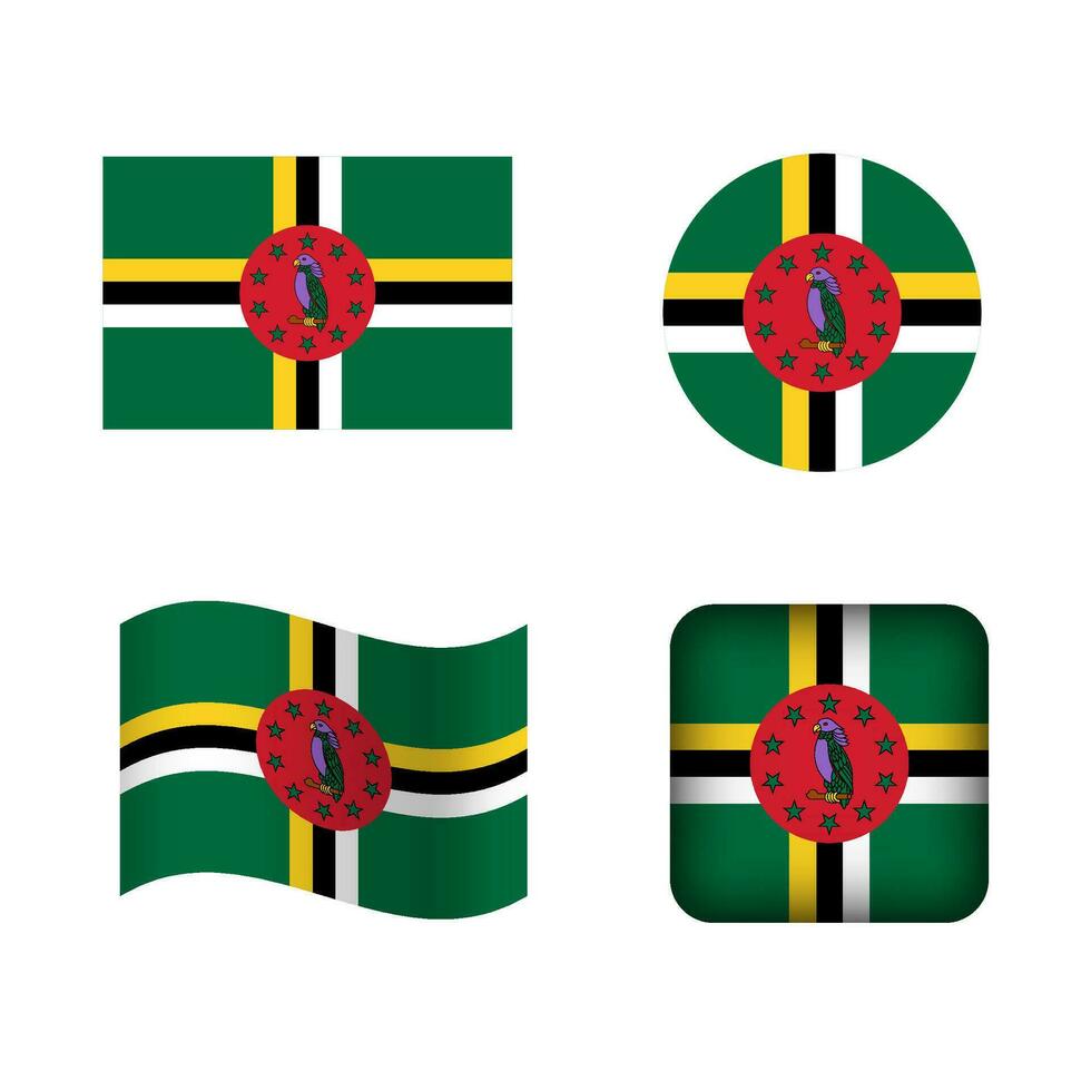 Vector Dominica National Flag Icons Set