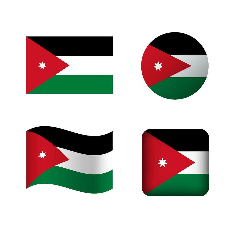 Vector Jordan National Flag Icons Set