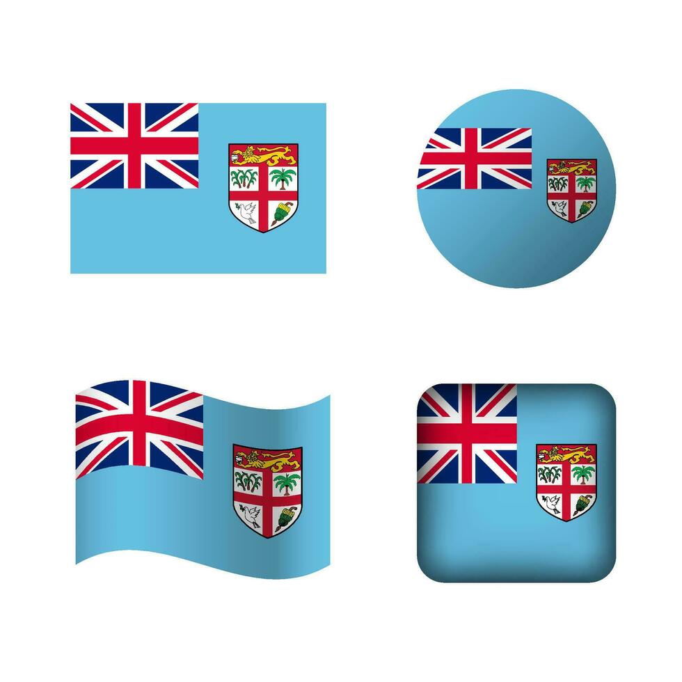 Vector Fuji National Flag Icons Set