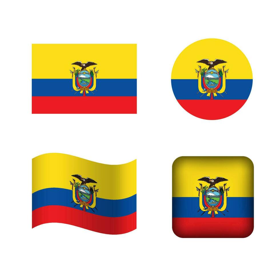 Vector Ecuador National Flag Icons Set