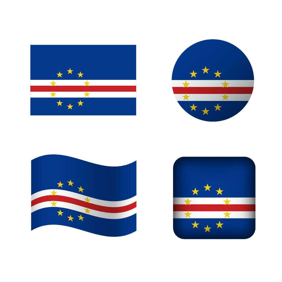 Vector Cape Verde National Flag Icons Set