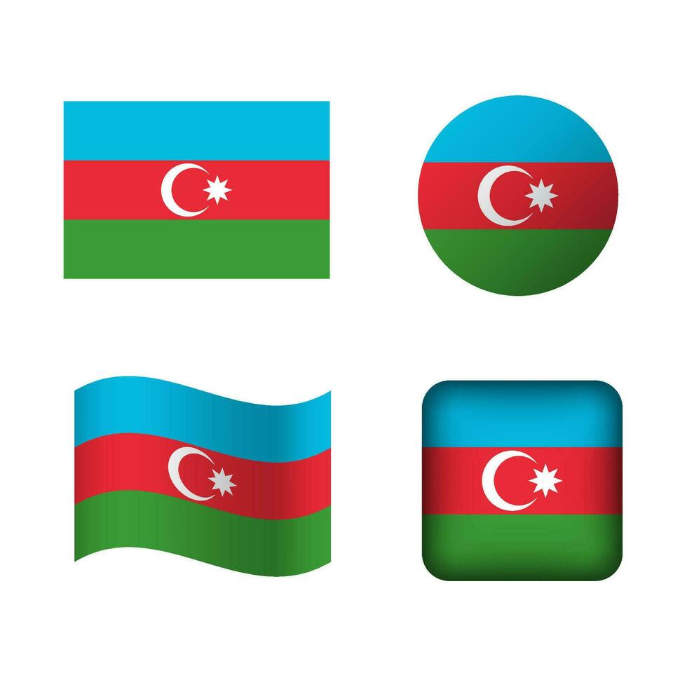 Vector Azerbaijan National Flag Icons Set