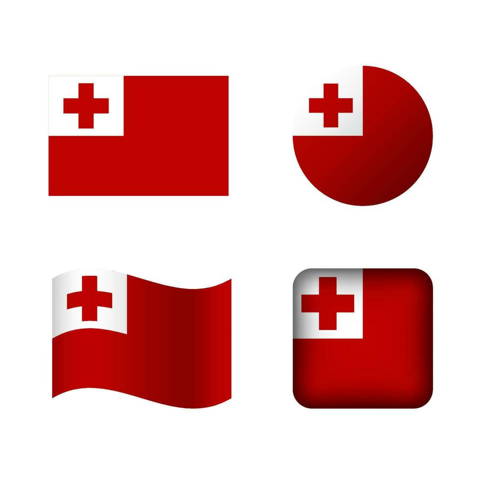 Vector Tonga National Flag Icons Set
