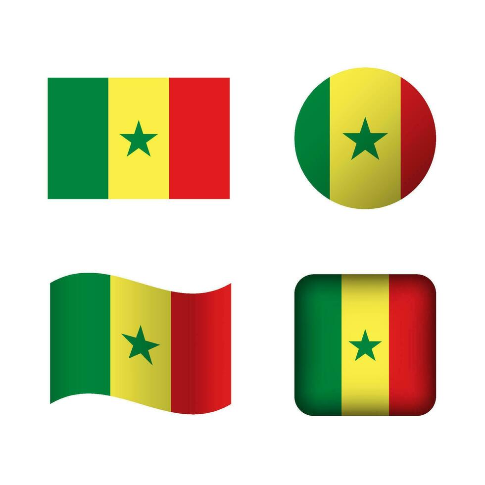 vector Senegal nacional bandera íconos conjunto