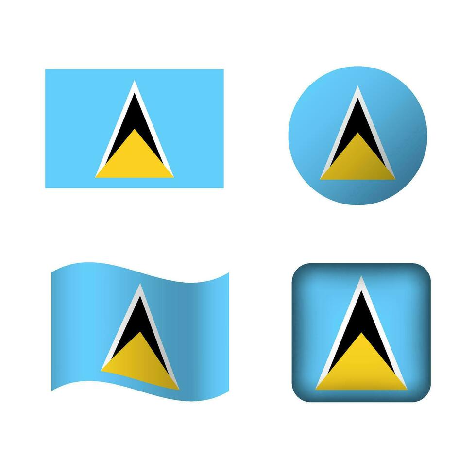 Vector Saint Lucia National Flag Icons Set