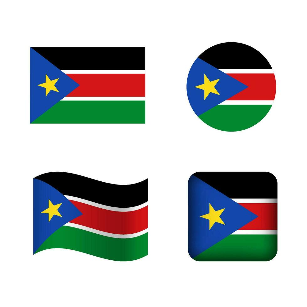 Vector South Sudan National Flag Icons Set