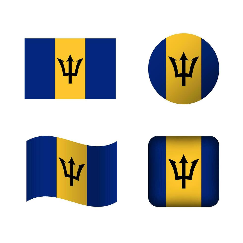 Vector Barbados National Flag Icons Set