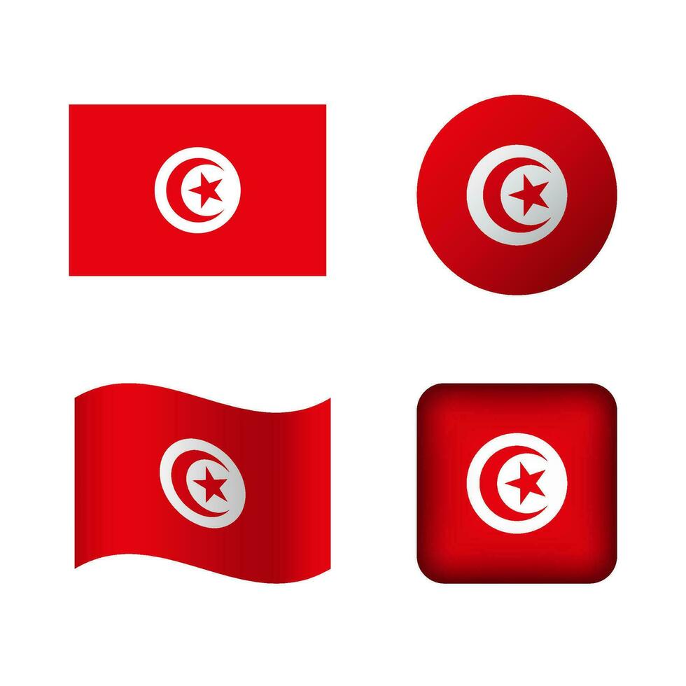 Vector Tunisia National Flag Icons Set