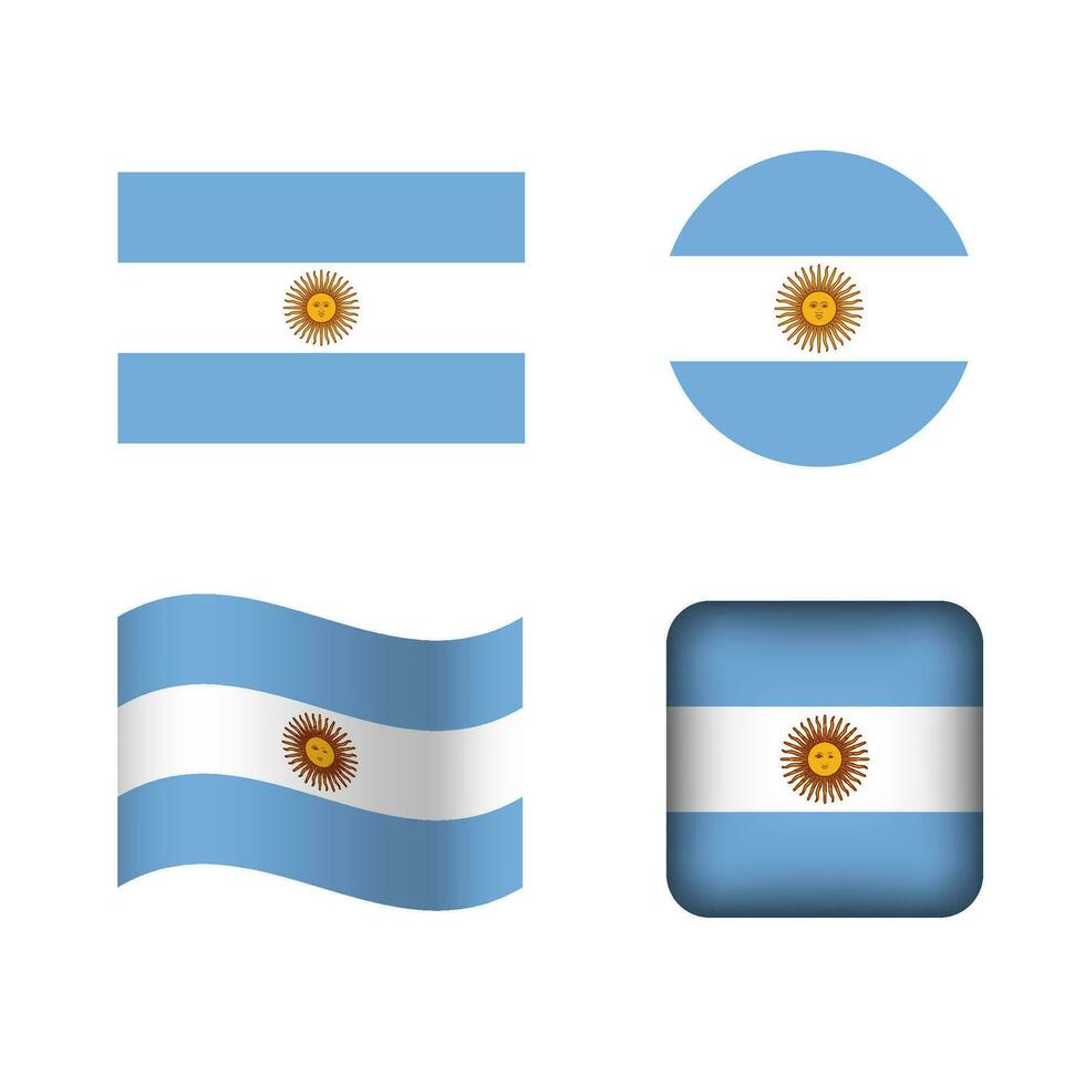 Vector Argentina National Flag Icons Set