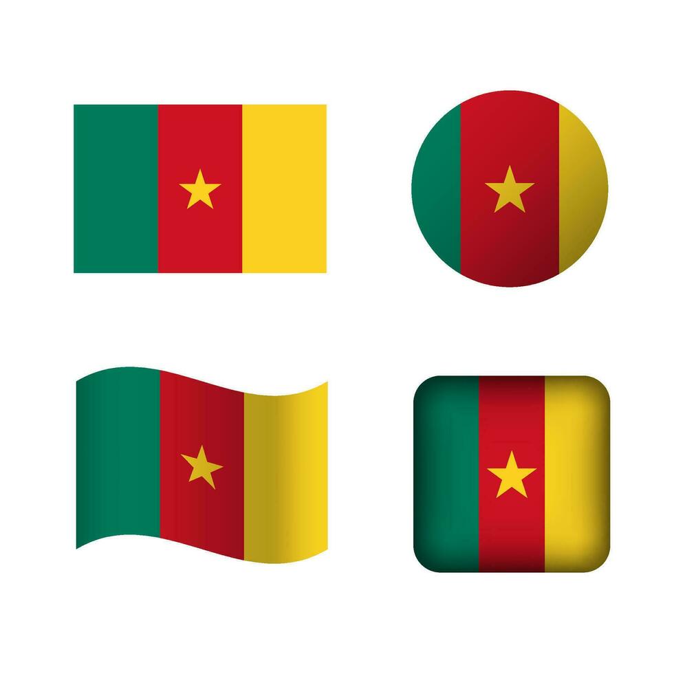 Vector Cameroon National Flag Icons Set