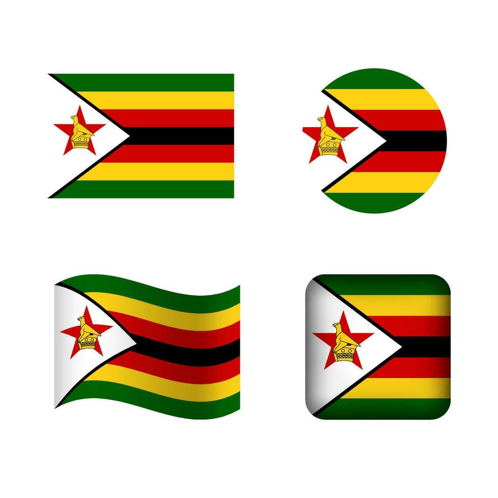 Vector Zimbabwe National Flag Icons Set