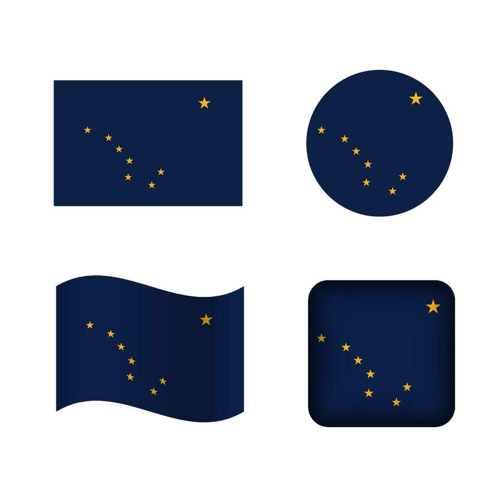 Vector Alaska National Flag Icons Set