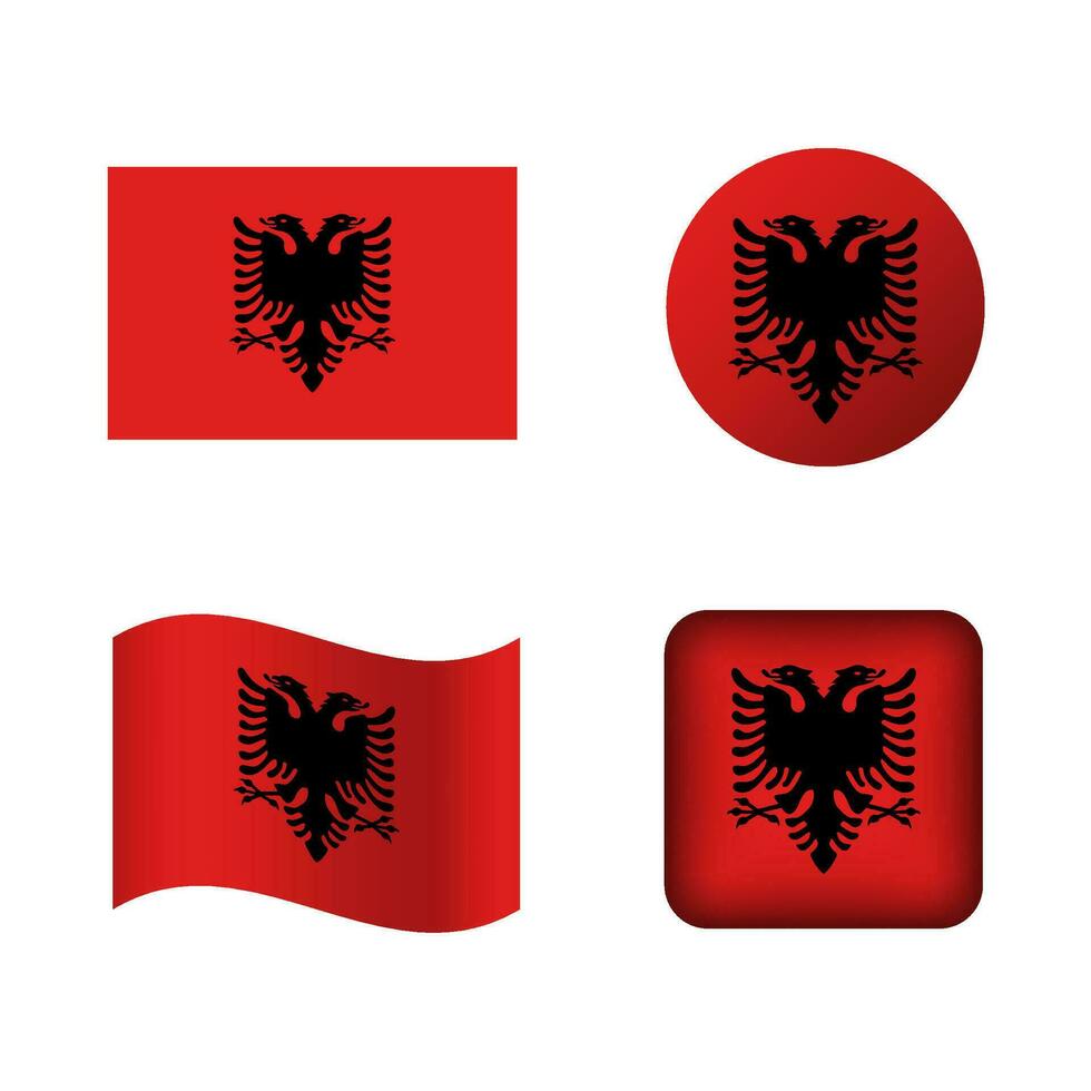Vector Albania National Flag Icons Set