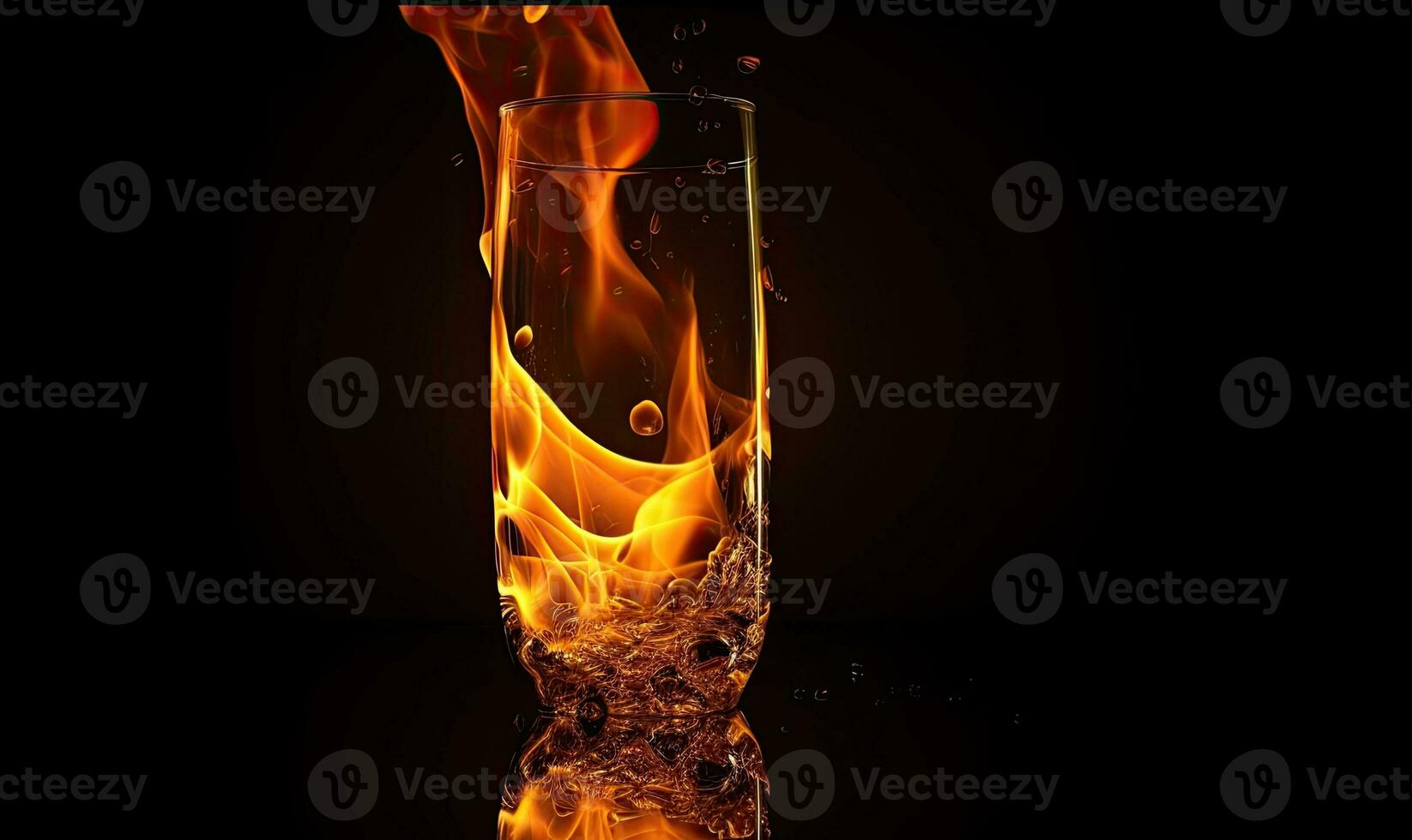 Glass magnifies the beauty of transparent flames Creating using generative AI tools photo