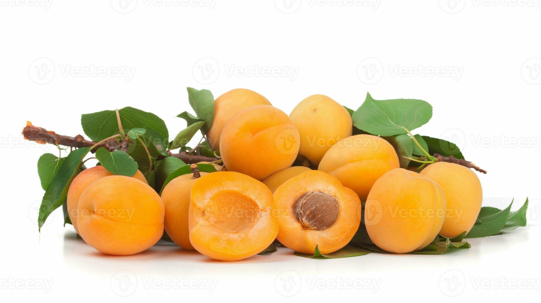 Ripe apricots on white background. photo