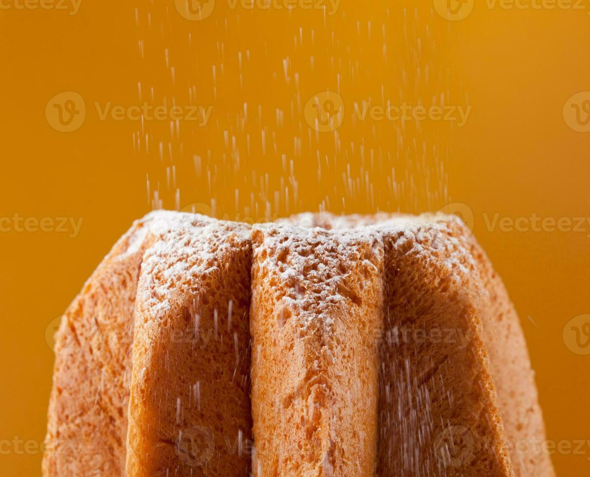 Pandoro with dusting of icing sugar photo