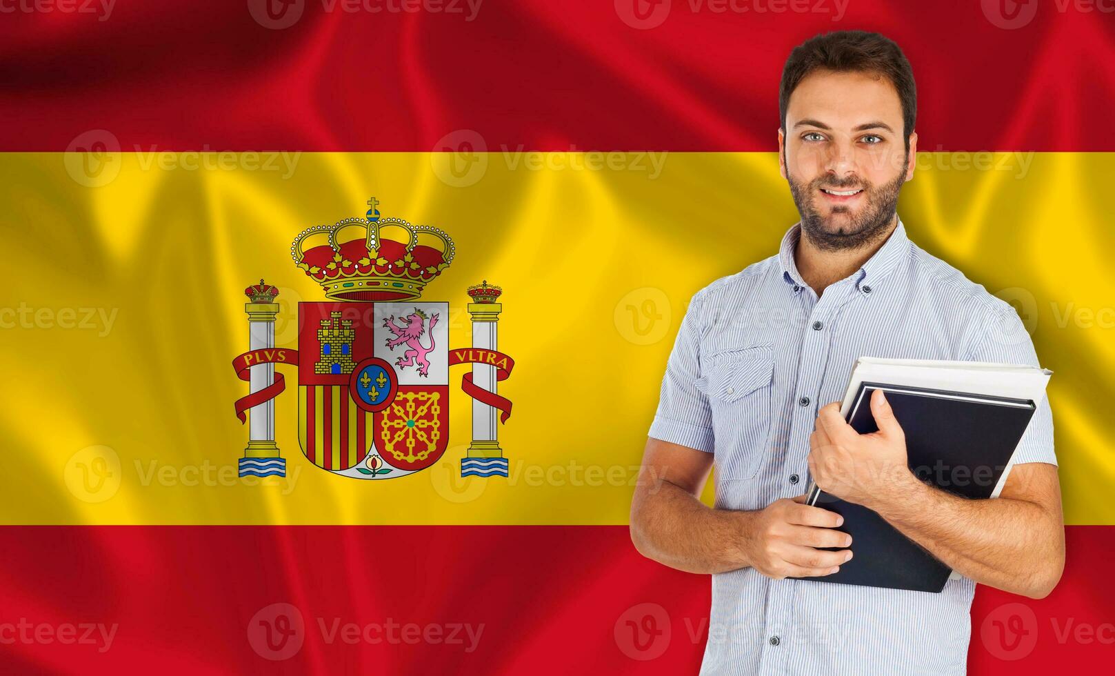 Student smiling over Spanish flag 33525631 Stock Photo at ...