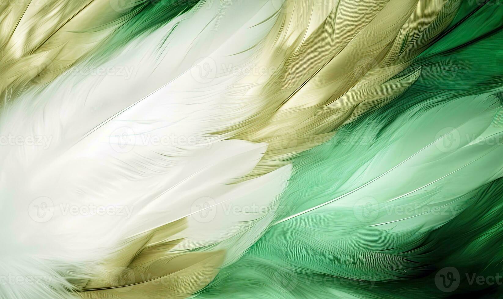 Dreamy abstract feathers in delicate shades of green. Creating using generative AI tools photo