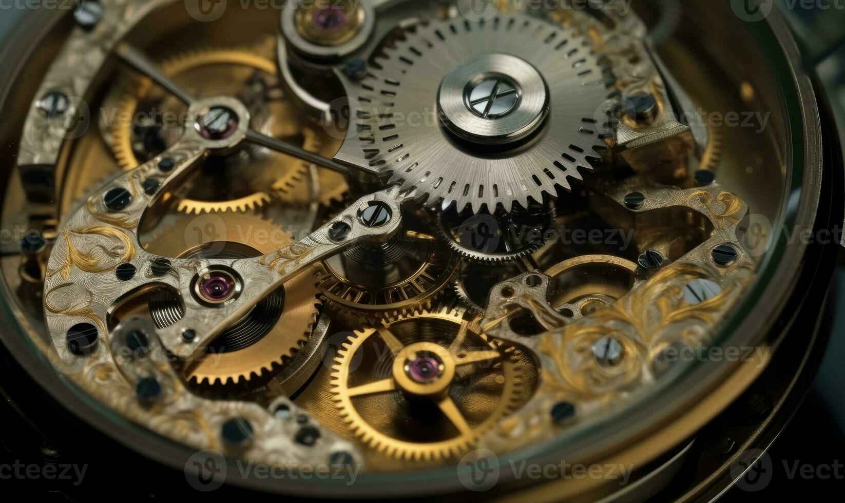 Vintage watch restoration includes delicate repair of watch gears Creating using generative AI tools photo