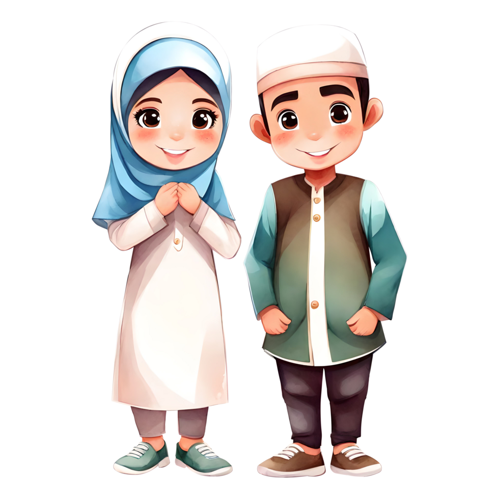 sucré content mignonne musulman couple clipart Facile et transparent illustration png