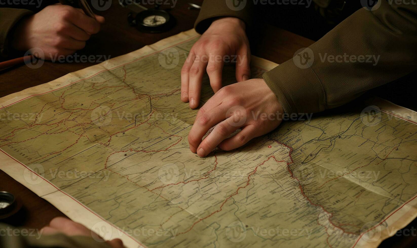 Map provides strategic insight for military council during war Creating using generative AI tools photo