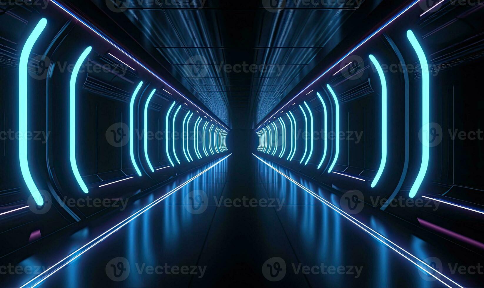 The dark sci-fi world illuminated by neon lamps Creating using generative AI tools photo