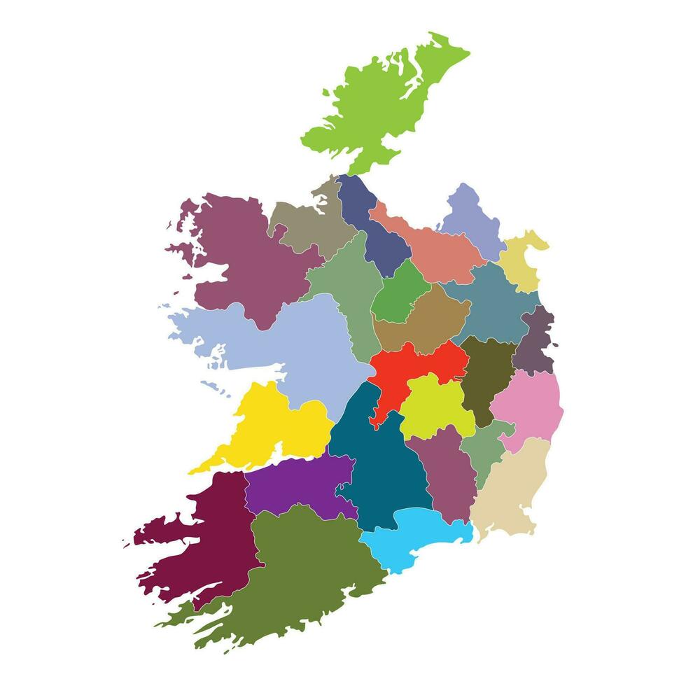 Ireland map. Map of Ireland in administrative regions vector