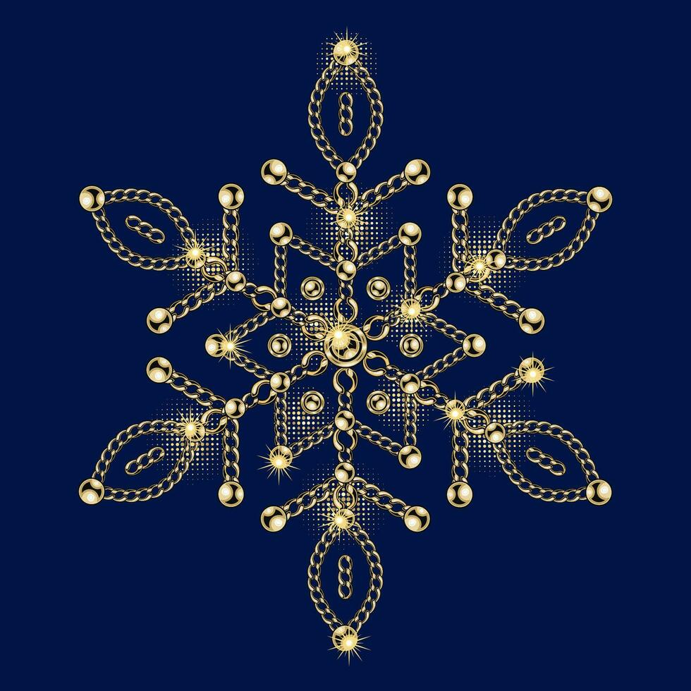 lujo copo de nieve hecho de joyería oro cadenas vector