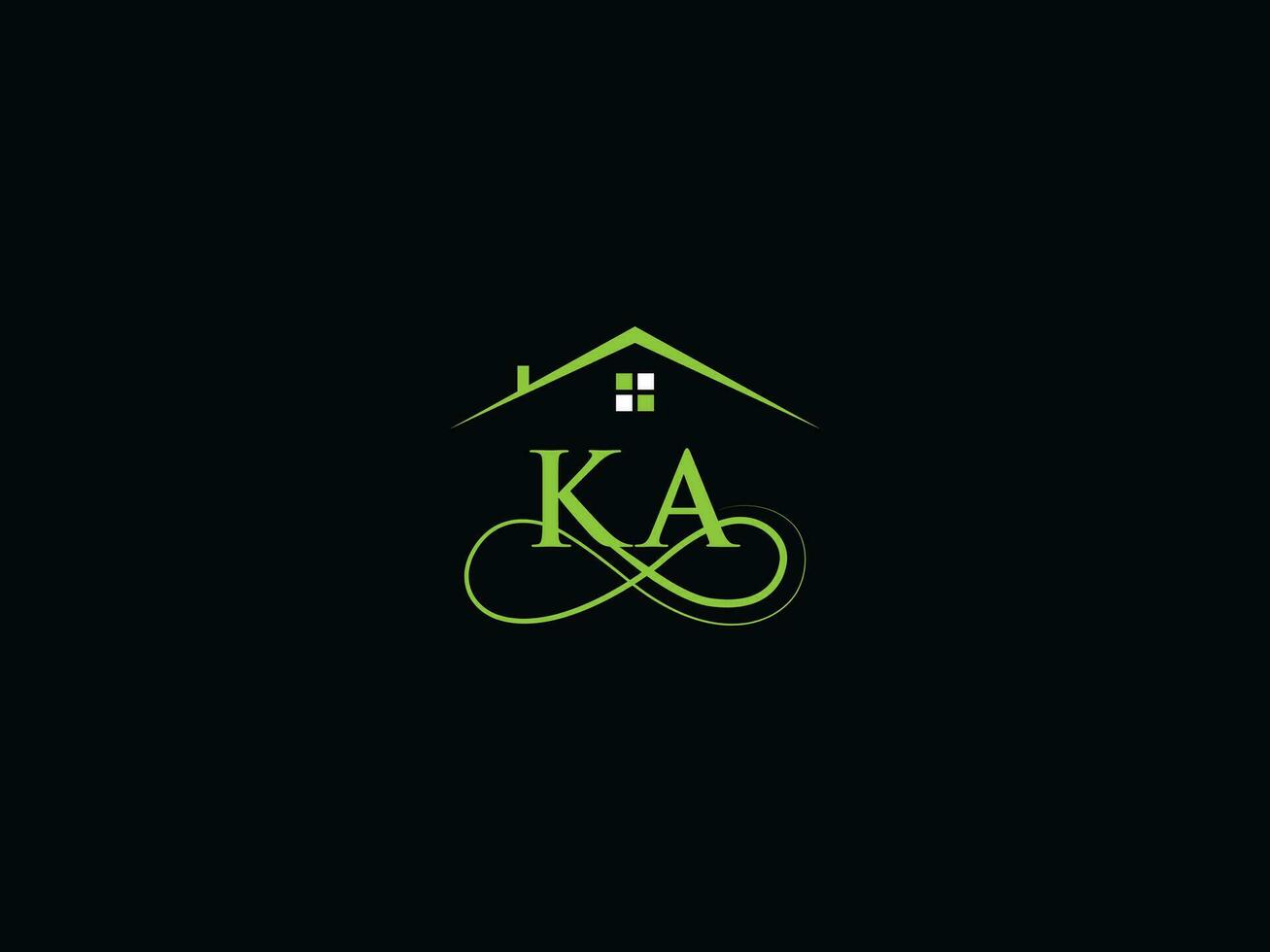 monograma ka edificio logo icono, real inmuebles ka logo letra diseño vector