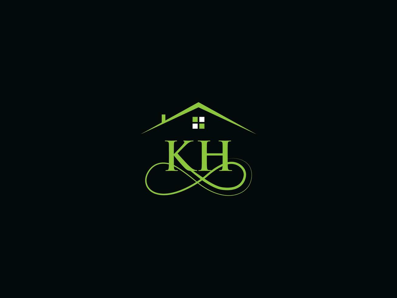 monograma kh edificio logo icono, real inmuebles kh logo letra diseño vector