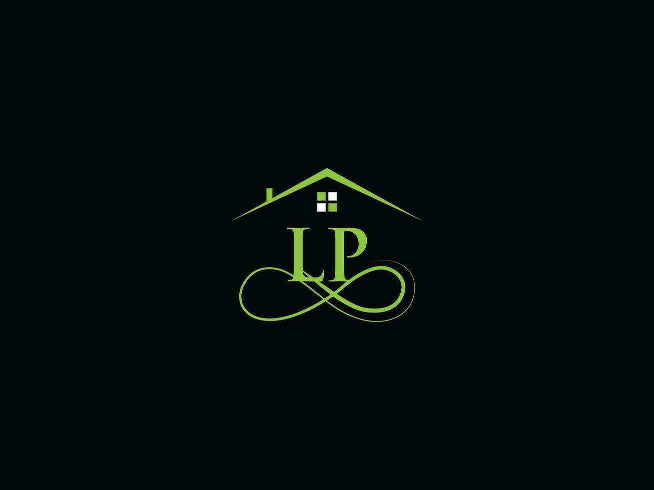 resumen lp logo edificio, lujo lp real inmuebles letra logo icono vector