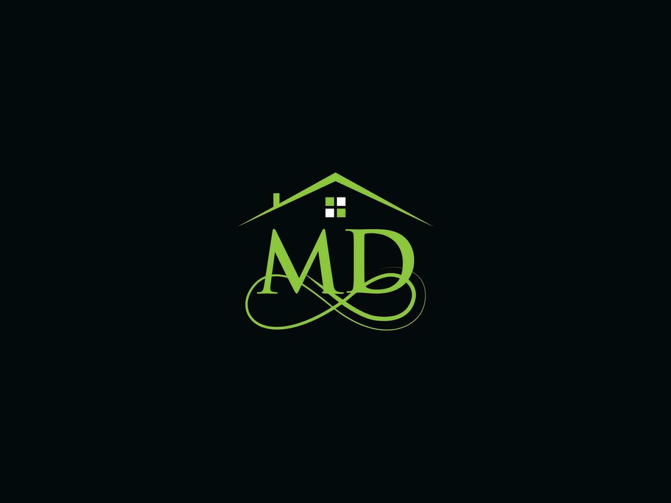 Creative Md Building Logo, Modern Real Estate MD Logo Letter Vector