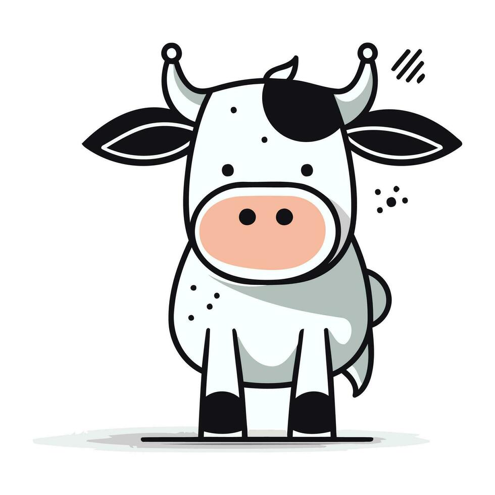 Cute cartoon cow vector illustration. Farm animal isolated on white background.