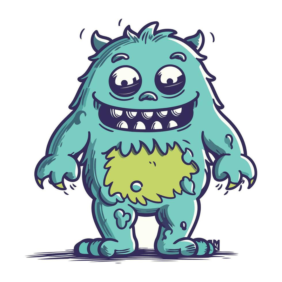 Funny cartoon monster. Vector illustration of a monster with big eyes.