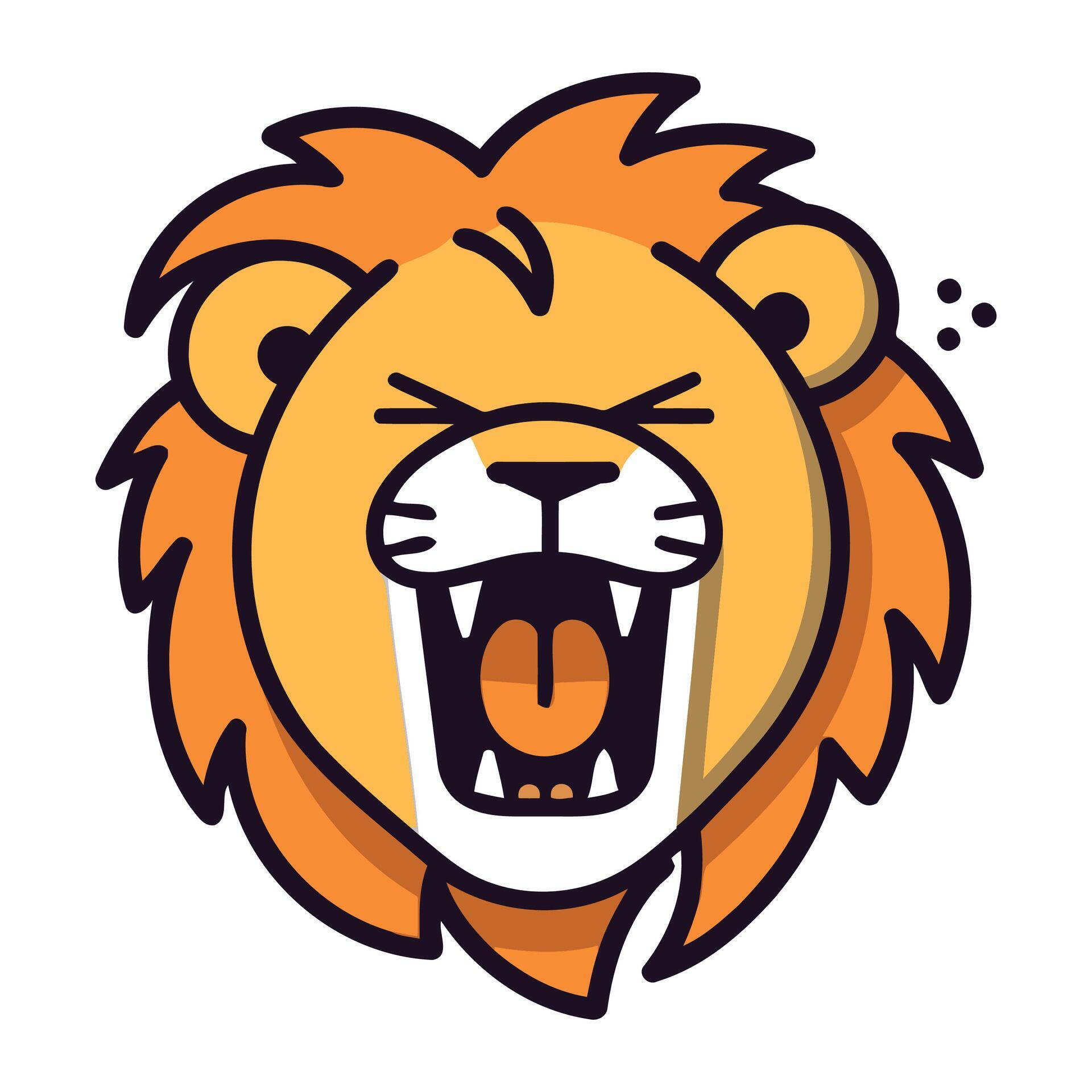 Lion head vector illustration isolated on white background. Lion head emoticon for your web site