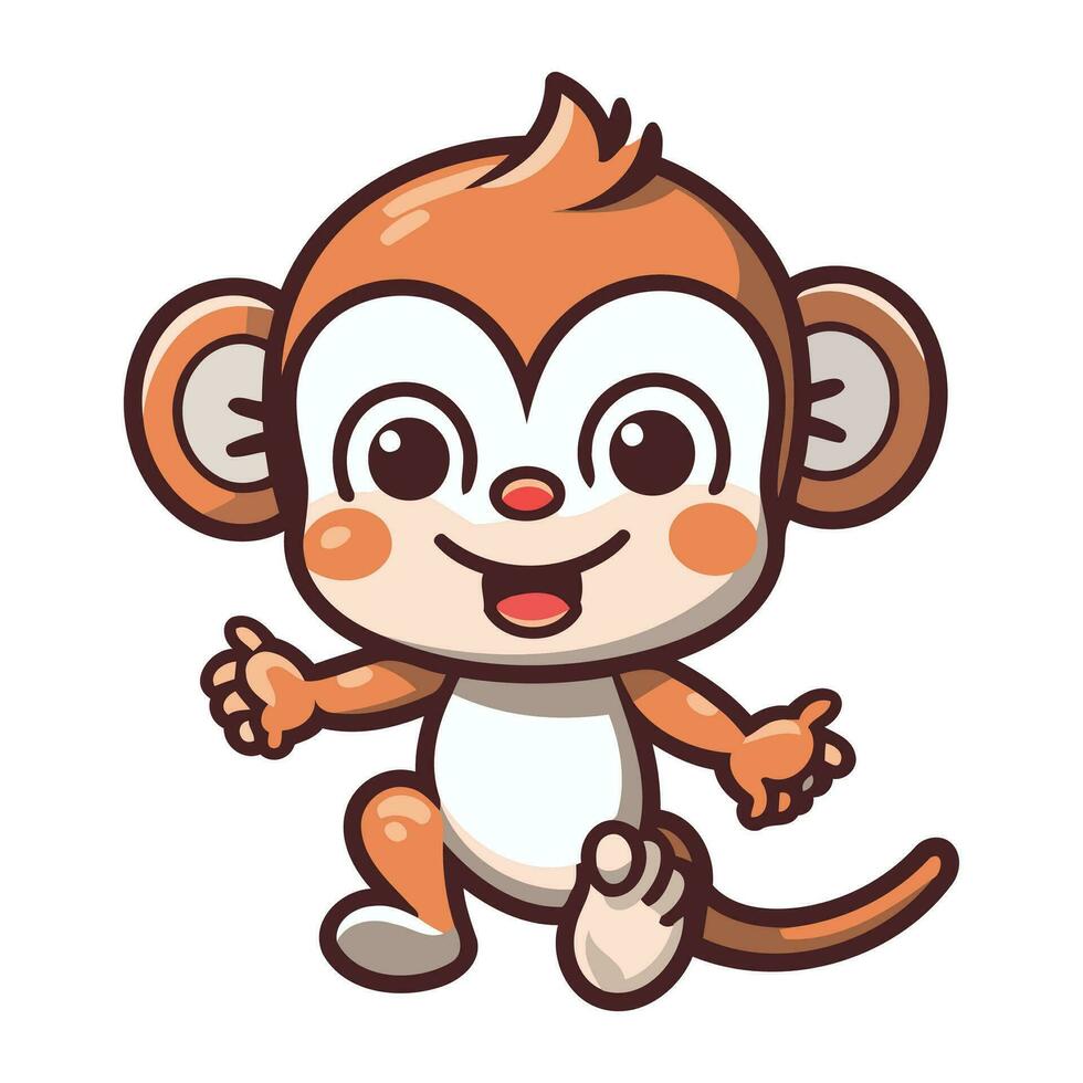 Cute cartoon monkey. Vector illustration isolated on a white background.